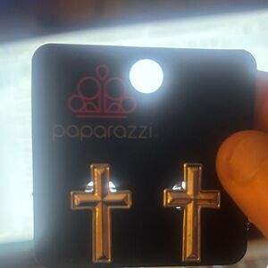 Paparazzi Shiny Gold Cross Cuff Links